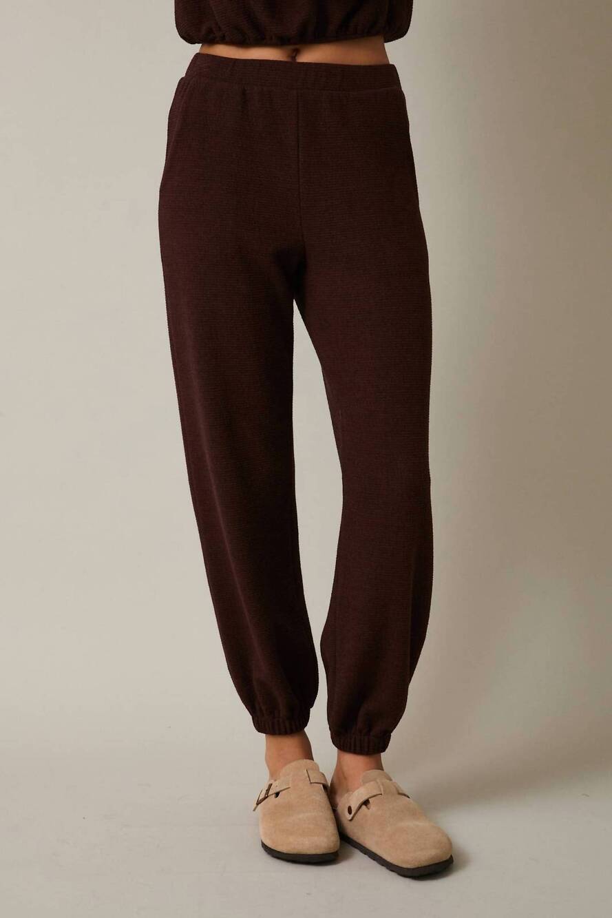 NEW GILLI elastic waist drawstring jogger pants in mocha